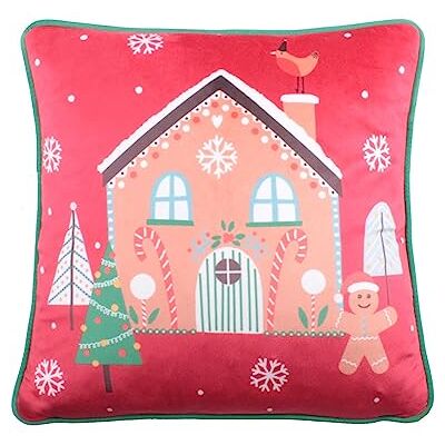 Fusion Cojín Relleno de Terciopelo con diseño de Hombre de Jengibre, 43 x 43 cm, Multicolor Fusion Cojín Relleno de Terciopelo con diseño de Hombre de Jengibre, 43 x 43 cm, Multicolor