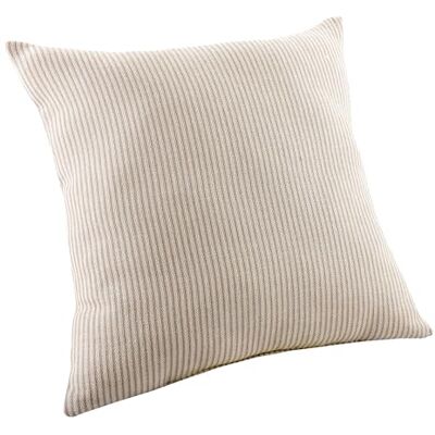 Linder Cojín de rayas finas (tejido y teñido en Francia, diseño a rayas, estilo pop, color beige y blanco roto, acabado con cremallera, 77% algodón, 22% poliéster, 1% otras fibras, colección Palermo Linder Cojín de rayas finas (tejido y teñido en Francia, diseño a rayas, estilo pop, color beige y blanco roto, acabado con cremallera, 77% algodón, 22% poliéster, 1% otras fibras, colección Palermo