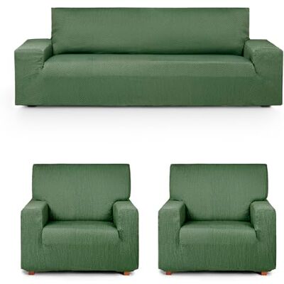 Eysa Luz Funda de sofá elástica Pack Trio 3 + 1 + 1 plazas Color Verde Eysa Luz Funda de sofá elástica Pack Trio 3 + 1 + 1 plazas Color Verde