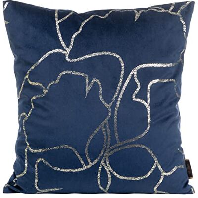 Eurofirany Elegantes Fundas de cojín de Terciopelo con Estampado de 45 x 45 cm, Funda de Terciopelo Suave, diseño de Hojas, Azul Oscuro Eurofirany Elegantes Fundas de cojín de Terciopelo con Estampado de 45 x 45 cm, Funda de Terciopelo Suave, diseño de Hojas, Azul Oscuro
