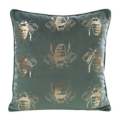 Eurofirany Elegantes Fundas de cojín de Terciopelo, Decorativas, con Estampado, 45 x 45 cm, Funda de Terciopelo Suave, diseño de Abejas Doradas, Color Menta Eurofirany Elegantes Fundas de cojín de Terciopelo, Decorativas, con Estampado, 45 x 45 cm, Funda de Terciopelo Suave, diseño de Abejas Doradas, Color Menta