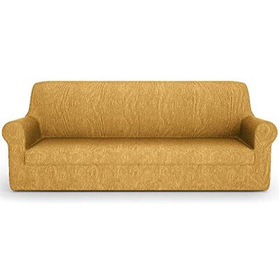 PETTI ARTIGIANI ITALIANI – Funda para sofá de 4 plazas, elástica, Color Dorado, Tejido Jacquard, 100% Fabricada en Italia PETTI ARTIGIANI ITALIANI – Funda para sofá de 4 plazas, elástica, Color Dorado, Tejido Jacquard, 100% Fabricada en Italia