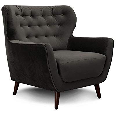 Cavadore Abby Sillón acolchado de estilo retro con acabado de efecto terciopelo capitoné, unas medidas de 87 x 89 x 88 cm y en color gris Cavadore Abby Sillón acolchado de estilo retro con acabado de efecto terciopelo capitoné, unas medidas de 87 x 89 x 88 cm y en color gris