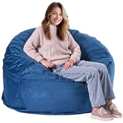VEVOR Sillón Puff Redondo para Adultos 1168 x 1168 x 635 mm con Funda Extraíble y Lavable, Relleno de Espuma de Alta Densidad y Terciopelo Holandés, Asa y Bolsillo Lateral para Dormitorio, Azul VEVOR Sillón Puff Redondo para Adultos 1168 x 1168 x 635 mm con Funda Extraíble y Lavable, Relleno de Espuma de Alta Densidad y Terciopelo Holandés, Asa y Bolsillo Lateral para Dormitorio, Azul