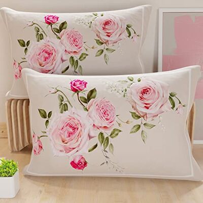 PETTI ARTIGIANI ITALIANI Par de Fundas de Almohada 80x50 cm, Pareja de Funda de Cojín Motivo Floral, 100% Microfibra Hipoalergénica, Paquete de 2, Made in Italy PETTI ARTIGIANI ITALIANI Par de Fundas de Almohada 80x50 cm, Pareja de Funda de Cojín Motivo Floral, 100% Microfibra Hipoalergénica, Paquete de 2, Made in Italy
