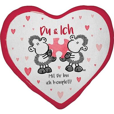 Sheepworld Cojín de Peluche con diseño de Du & Me Cojín de Peluche en Forma de corazón, 30 cm x 25 cm, Multicolor, 100% poliéster, Regalo, Amor, San Valentín Sheepworld Cojín de Peluche con diseño de Du & Me Cojín de Peluche en Forma de corazón, 30 cm x 25 cm, Multicolor, 100% poliéster, Regalo, Amor, San Valentín