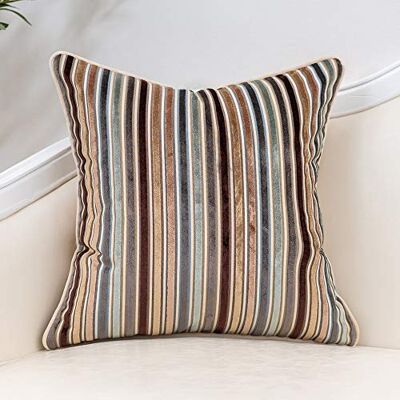Yangest Funda de cojín de Terciopelo Multicolor a Rayas Marrones, Funda de cojín Moderna Bohemia para sofá, Dormitorio, Sala de Estar, decoración navideña del hogar, 18 x 18 Pulgadas Yangest Funda de cojín de Terciopelo Multicolor a Rayas Marrones, Funda de cojín Moderna Bohemia para sofá, Dormitorio, Sala de Estar, decoración navideña del hogar, 18 x 18 Pulgadas
