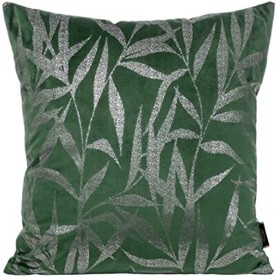 Eurofirany Elegante Funda de cojín de Terciopelo con Estampado de 45 x 45 cm, Funda de cojín de Terciopelo Suave para sofá, patrón de Hojas, 1 Verde Oscuro Eurofirany Elegante Funda de cojín de Terciopelo con Estampado de 45 x 45 cm, Funda de cojín de Terciopelo Suave para sofá, patrón de Hojas, 1 Verde Oscuro