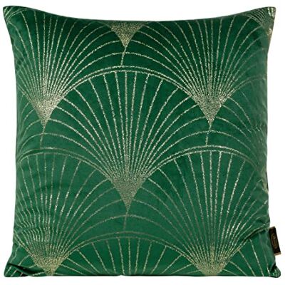 Eurofirany Elegante Funda de cojín de Terciopelo con Estampado de 45 x 45 cm, Funda de cojín de Terciopelo, Suave cojín para sofá, diseño de abanicos, Color Verde Oscuro Eurofirany Elegante Funda de cojín de Terciopelo con Estampado de 45 x 45 cm, Funda de cojín de Terciopelo, Suave cojín para sofá, diseño de abanicos, Color Verde Oscuro