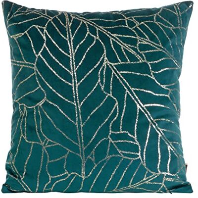 Eurofirany Elegantes Fundas de cojín de Terciopelo con Estampado, 45 x 45 cm, Funda de Terciopelo, Suave cojín para sofá, diseño de Hojas, Color Turquesa Oscuro Eurofirany Elegantes Fundas de cojín de Terciopelo con Estampado, 45 x 45 cm, Funda de Terciopelo, Suave cojín para sofá, diseño de Hojas, Color Turquesa Oscuro