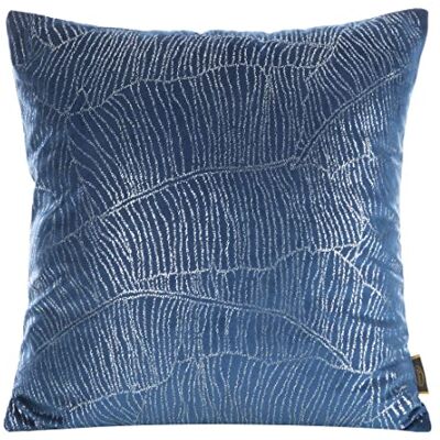 Eurofirany Elegante Funda de cojín de Terciopelo con Estampado, 45 x 45 cm, Funda de Terciopelo Suave para sofá, diseño de Hojas de plátano, Color Azul Oscuro Eurofirany Elegante Funda de cojín de Terciopelo con Estampado, 45 x 45 cm, Funda de Terciopelo Suave para sofá, diseño de Hojas de plátano, Color Azul Oscuro