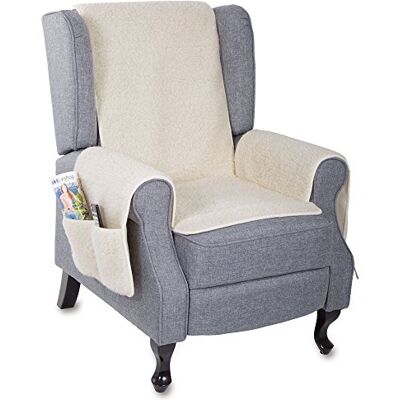 aktivshop Protector de sillón de lana virgen con protector de reposabrazos, color natural, pelo de 100% lana virgen, parte central de aprox. 160 x 50 cm, protector de reposabrazos 60 x 40 cm aprox aktivshop Protector de sillón de lana virgen con protector de reposabrazos, color natural, pelo de 100% lana virgen, parte central de aprox. 160 x 50 cm, protector de reposabrazos 60 x 40 cm aprox