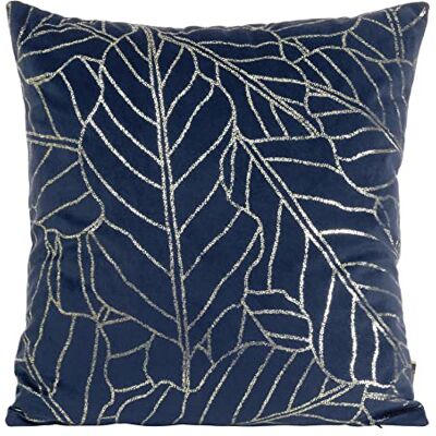 Eurofirany Elegantes Fundas de cojín de Terciopelo con Estampado, 45 x 45 cm, Funda de Terciopelo, Suave cojín para sofá, diseño de Hojas, Color Azul Oscuro Eurofirany Elegantes Fundas de cojín de Terciopelo con Estampado, 45 x 45 cm, Funda de Terciopelo, Suave cojín para sofá, diseño de Hojas, Color Azul Oscuro