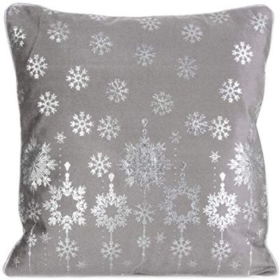 Eurofirany sofá, cojín de Navidad, Copos de Nieve, decoración, Pack Doble, Juego de 2 Fundas de Almohada, Poliéster, Plata, 40 x 40cm Eurofirany sofá, cojín de Navidad, Copos de Nieve, decoración, Pack Doble, Juego de 2 Fundas de Almohada, Poliéster, Plata, 40 x 40cm