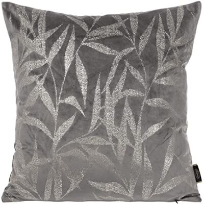 Eurofirany Elegantes Fundas de cojín de Terciopelo, 45 x 45 cm, diseño de Hojas, Color Plateado Eurofirany Elegantes Fundas de cojín de Terciopelo, 45 x 45 cm, diseño de Hojas, Color Plateado