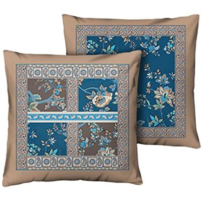 Bassetti Funda de cojín Genova B1 de 100% algodón satén Mako en Color Azul, Dimensiones: 40 cm x 40 cm, Bassetti Funda de cojín Genova B1 de 100% algodón satén Mako en Color Azul, Dimensiones: 40 cm x 40 cm,