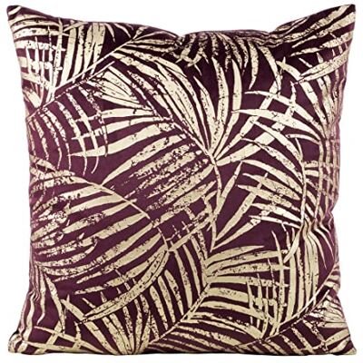 Eurofirany Elegantes Fundas de cojín de Terciopelo con Estampado, 45 x 45 cm, Funda de Terciopelo, Suave cojín para sofá, diseño de Hojas, Color Ciruela Eurofirany Elegantes Fundas de cojín de Terciopelo con Estampado, 45 x 45 cm, Funda de Terciopelo, Suave cojín para sofá, diseño de Hojas, Color Ciruela