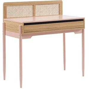 OLLEZY Escritorio Vintage para Niños - Cajón Pequeño, Paneles de Ratán, Patas de Madera OLLEZY Escritorio Vintage para Niños - Cajón Pequeño, Paneles de Ratán, Patas de Madera