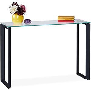 Relaxdays Consola Recibidor Cristal, Mueble de Entrada Estrecho, 75 x 110 x 35 cm, Mesa Auxiliar, Pasillo y Salón, Negro Relaxdays Consola Recibidor Cristal, Mueble de Entrada Estrecho, 75 x 110 x 35 cm, Mesa Auxiliar, Pasillo y Salón, Negro