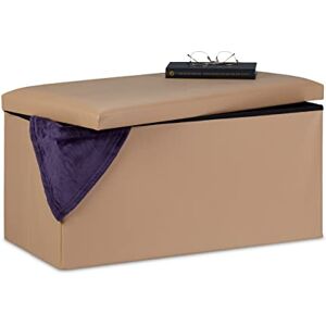 Relaxdays Banco con Almacenaje, Baúl Almacenamiento, Piel Sintética, Asiento Acolchado, 37,5 x 76,5 x 38,5 cm, Beige Relaxdays Banco con Almacenaje, Baúl Almacenamiento, Piel Sintética, Asiento Acolchado, 37,5 x 76,5 x 38,5 cm, Beige