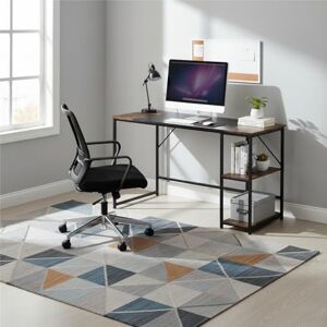 FurnitureR Escritorio Grande, 120 cm, Madera y Metal, 2 estantes de Almacenamiento Integrados, Ajuste de Altura, Bandeja de diseño Retazos en Retro, Color marrón y Negro, Ideal para teletrabajo FurnitureR Escritorio Grande, 120 cm, Madera y Metal, 2 estantes de Almacenamiento Integrados, Ajuste de Altura, Bandeja de diseño Retazos en Retro, Color marrón y Negro, Ideal para teletrabajo