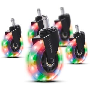 GXTrust Gel Ruedas LED para Silla Gaming Giratoria, Set de 5 Ruedas de Repuesto Silenciosas y Suaves 360° Rotativas Universales 11 mm para Silla de Escritorio y Oficina, Iluminación LED GXTrust Gel Ruedas LED para Silla Gaming Giratoria, Set de 5 Ruedas de Repuesto Silenciosas y Suaves 360° Rotativas Universales 11 mm para Silla de Escritorio y Oficina, Iluminación LED