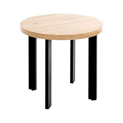 HAKU Mesa Auxiliar Roble Claro, Negro, MDF, Metal Dim.: Al 46 x Ø 50 cm, Estilo: Moderno HAKU Mesa Auxiliar Roble Claro, Negro, MDF, Metal Dim.: Al 46 x Ø 50 cm, Estilo: Moderno