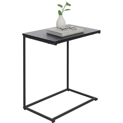 Relaxdays Mesa Auxiliar , Forma C, Tablero Amplio, (60 x 55 x 35 cm), Mesa de sofá, Hierro, Negro Relaxdays Mesa Auxiliar , Forma C, Tablero Amplio, (60 x 55 x 35 cm), Mesa de sofá, Hierro, Negro