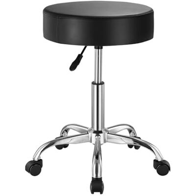VEVOR Taburete Redondo Giratoria de Altura Ajustable de 55-71 cm, Carga de 204 kg, Taburete de Trabajo, Taburete Redondo Giratoria Ergonómica de Cuero de PU para Salón SPA Clínica de Masaje, Negro VEVOR Taburete Redondo Giratoria de Altura Ajustable de 55-71 cm, Carga de 204 kg, Taburete de Trabajo, Taburete Redondo Giratoria Ergonómica de Cuero de PU para Salón SPA Clínica de Masaje, Negro