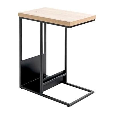 HAKU Mesa Auxiliar Roble Claro, Negro, MDF, Metal Dim.: An 30 x Al 60 x P 50 cm, Estilo: Moderno HAKU Mesa Auxiliar Roble Claro, Negro, MDF, Metal Dim.: An 30 x Al 60 x P 50 cm, Estilo: Moderno