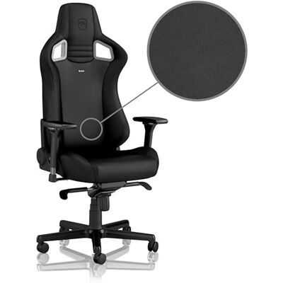 noblechairs Epic Silla Gaming Ergonómica Cuero PU, Black Edition Silla gaming ergonómica Black Edition, tapizada en cuero PU, cojín lumbar y cervical, reclinable noblechairs Epic Silla Gaming Ergonómica Cuero PU, Black Edition Silla gaming ergonómica Black Edition, tapizada en cuero PU, cojín lumbar y cervical, reclinable