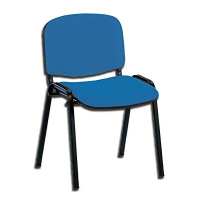 GIMA Silla de visita acolchada con estructura de 4 patas, de polipiel, color azul, GIMA Silla de visita acolchada con estructura de 4 patas, de polipiel, color azul,