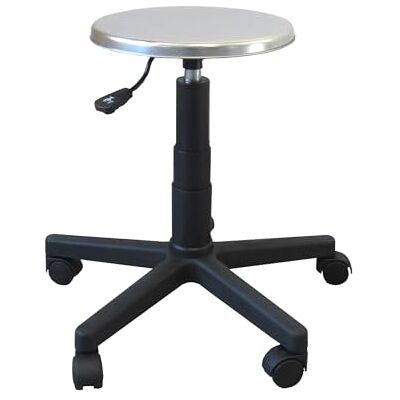 GIMA Taburete con asiento inoxidable y ruedas, 50-68 cm de altura ajustable GIMA Taburete con asiento inoxidable y ruedas, 50-68 cm de altura ajustable
