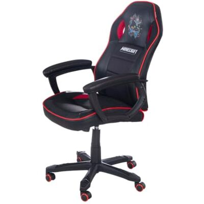 Phoenix Minecraft: Silla para Videojuegos Negro-Rojo 24 x 26, Silla de computadora y Escritorio para Adultos, 5 Ruedas y Altura Ajustable, gráficos temáticos de Juego, Muebles, con Phoenix Minecraft: Silla para Videojuegos Negro-Rojo 24 x 26, Silla de computadora y Escritorio para Adultos, 5 Ruedas y Altura Ajustable, gráficos temáticos de Juego, Muebles, con
