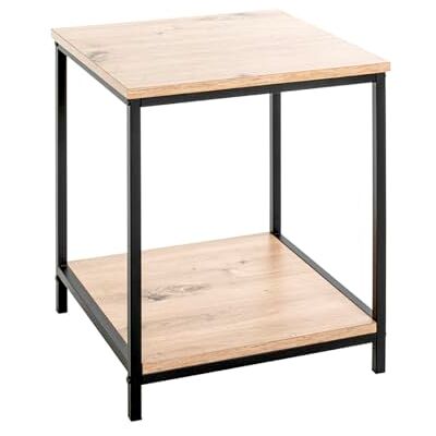 HAKU Mesa Auxiliar Roble Claro, Negro, MDF, Metal Dim.: AN 40 x AL 50 x P 40 cm, Estilo: Moderno HAKU Mesa Auxiliar Roble Claro, Negro, MDF, Metal Dim.: AN 40 x AL 50 x P 40 cm, Estilo: Moderno