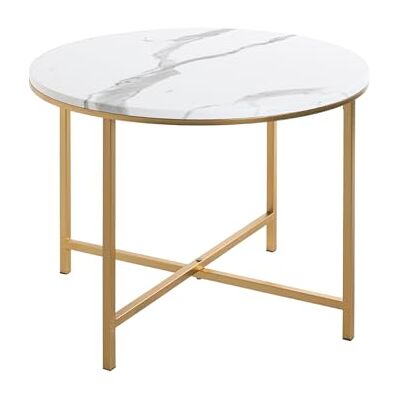 HAKU Mesa Auxiliar Oro, Aspecto mármol, MDF, Metal Dim.: AL 45 cm x diámetro 60 cm, Estilo: Art Déco HAKU Mesa Auxiliar Oro, Aspecto mármol, MDF, Metal Dim.: AL 45 cm x diámetro 60 cm, Estilo: Art Déco