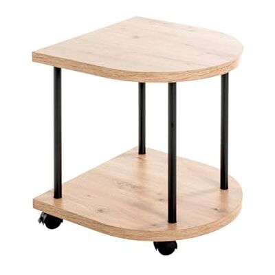 HAKU Mesa Auxiliar con Ruedas Roble Claro, Negro, MDF, Metal Dim.: An 40 x Al 45 x P 40 cm, Estilo: Moderno HAKU Mesa Auxiliar con Ruedas Roble Claro, Negro, MDF, Metal Dim.: An 40 x Al 45 x P 40 cm, Estilo: Moderno