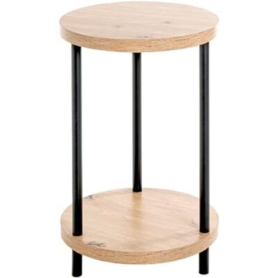 HAKU Mesa Auxiliar Roble Claro, Negro, MDF, Metal Dim.: Al 50 x Ø 30 cm, Estilo: Moderno HAKU Mesa Auxiliar Roble Claro, Negro, MDF, Metal Dim.: Al 50 x Ø 30 cm, Estilo: Moderno