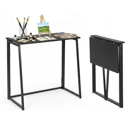 FurnitureR Mesa de Trabajo compacta de 80 x 40 cm, Plegable para Estudiantes, Apartamentos pequeños, Marco de Metal Estable, Color Negro FurnitureR Mesa de Trabajo compacta de 80 x 40 cm, Plegable para Estudiantes, Apartamentos pequeños, Marco de Metal Estable, Color Negro