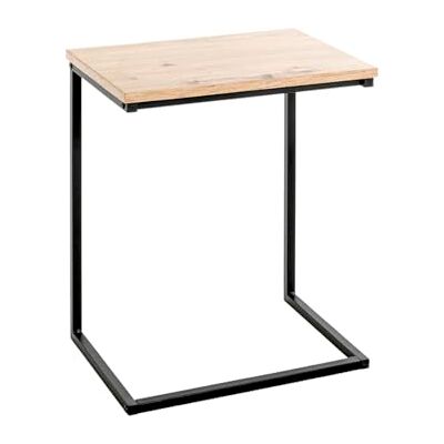 HAKU Mesa Auxiliar Roble Claro, Negro, MDF, Metal Dim.: AN 40 x AL 50 x P 30 cm, Estilo: Moderno HAKU Mesa Auxiliar Roble Claro, Negro, MDF, Metal Dim.: AN 40 x AL 50 x P 30 cm, Estilo: Moderno
