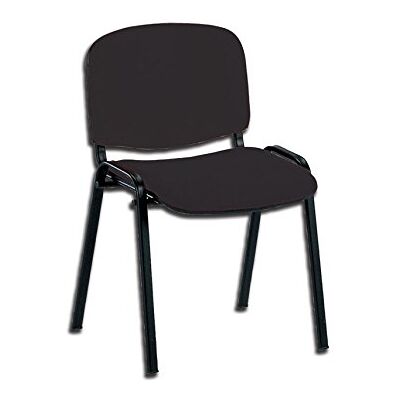 GIMA Silla de visita acolchada con estructura de 4 patas, de polipiel, color negro, GIMA Silla de visita acolchada con estructura de 4 patas, de polipiel, color negro,