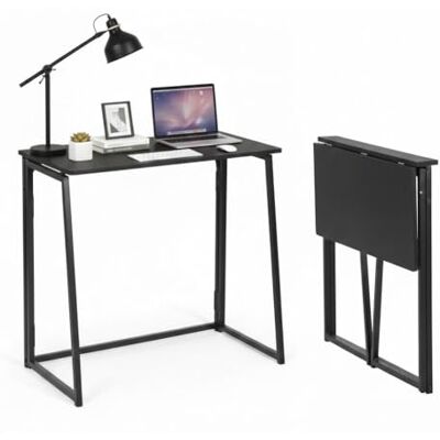 FurnitureR Escritorio plegable compacto de 80 × 40 cm, mesa para ordenador portátil que ahorra espacio para estudiantes, apartamentos pequeños, mesa estable para ordenador con marco de metal, en negro FurnitureR Escritorio plegable compacto de 80 × 40 cm, mesa para ordenador portátil que ahorra espacio para estudiantes, apartamentos pequeños, mesa estable para ordenador con marco de metal, en negro