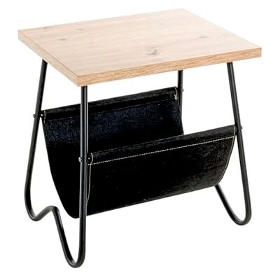 HAKU Mesa Auxiliar Roble Claro, Negro, MDF, Metal, Tejido Textil Dim.: An 48 x Al 51 x P 40 cm, Estilo: Moderno HAKU Mesa Auxiliar Roble Claro, Negro, MDF, Metal, Tejido Textil Dim.: An 48 x Al 51 x P 40 cm, Estilo: Moderno