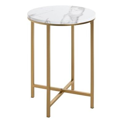 HAKU Mesa Auxiliar Oro, Aspecto mármol, MDF, Metal Dim.: AL 53 cm x diámetro 39 cm, Estilo: Art Déco HAKU Mesa Auxiliar Oro, Aspecto mármol, MDF, Metal Dim.: AL 53 cm x diámetro 39 cm, Estilo: Art Déco
