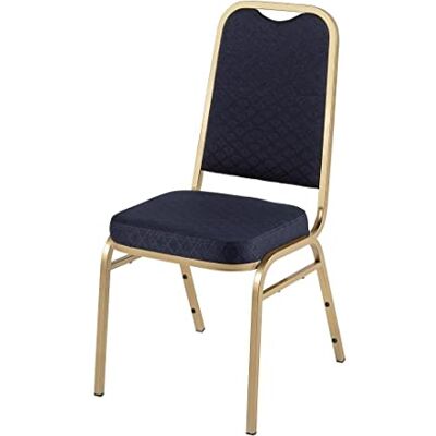 Bolero Silla , respaldo cuadrado, gamuza azul, marco dorado, para banquetes, (paquete de 4) Bolero Silla , respaldo cuadrado, gamuza azul, marco dorado, para banquetes, (paquete de 4)