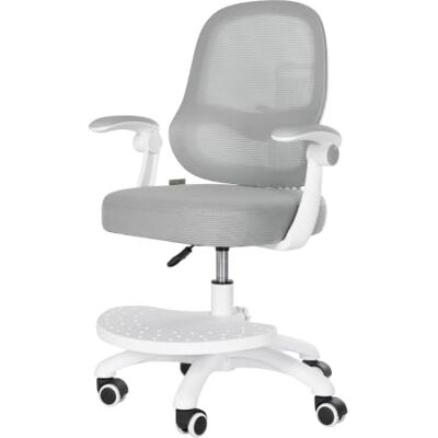 roba Silla de escritorio infantil 3D con reposabrazos y reposapiés gris roba Silla de escritorio infantil 3D con reposabrazos y reposapiés gris