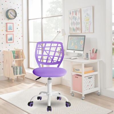 FurnitureR Silla de Oficina con Respaldo y Asiento ergonómico Giratorio de Altura Ajustable para Ordenador, Ruedas de 5 Puntas, sillas y taburetes en casa, Asiento de Trabajo, Macaron Morado FurnitureR Silla de Oficina con Respaldo y Asiento ergonómico Giratorio de Altura Ajustable para Ordenador, Ruedas de 5 Puntas, sillas y taburetes en casa, Asiento de Trabajo, Macaron Morado