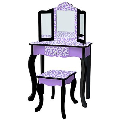 Teamson Kids Mesa de Tocador Morada de Madera con Espejo y Taburete Teamson Kids Mesa de Tocador Morada de Madera con Espejo y Taburete