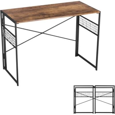 FurnitureR Mesa Plegable para Ordenador, Mesa Plegable, Malla de Hierro con 8 S-Hooks, MDF y Metal Frame, portátil para Oficina en casa, Writing Workstation for Living Room, Bedroom, Dormitory, 100 FurnitureR Mesa Plegable para Ordenador, Mesa Plegable, Malla de Hierro con 8 S-Hooks, MDF y Metal Frame, portátil para Oficina en casa, Writing Workstation for Living Room, Bedroom, Dormitory, 100