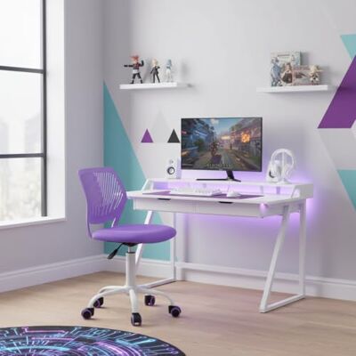 FurnitureR Silla de Juego compacta, Respaldo Hueco de PP, Altura Ajustable, Asiento ergonómico Giratorio de Espuma, Base de Hierro de 5 Ruedas, para Lectura, Dibujo, Juegos, Caramelo, Morado FurnitureR Silla de Juego compacta, Respaldo Hueco de PP, Altura Ajustable, Asiento ergonómico Giratorio de Espuma, Base de Hierro de 5 Ruedas, para Lectura, Dibujo, Juegos, Caramelo, Morado